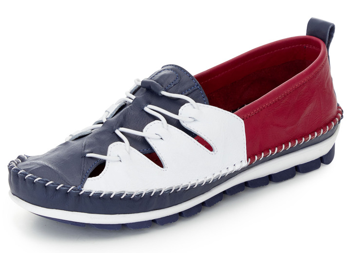 - Gemini Slipper mit Knitter-Struktur, in Größe 036 bis 042, in Farbe MARINE-WEISS-ROT Ansicht 1
