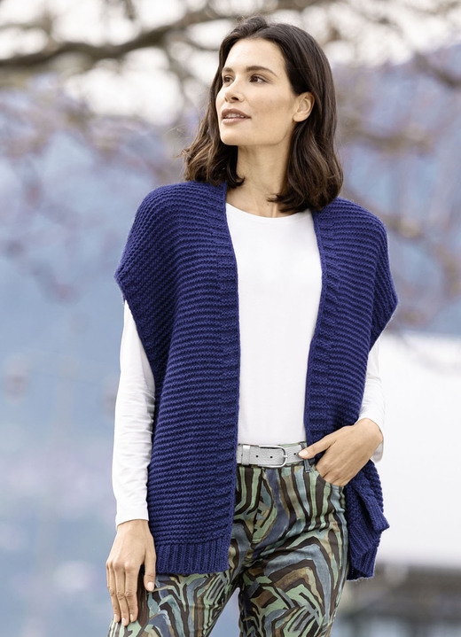 Strickwesten - Strickweste mit Alpaka-Anteil, in Größe L(44/46) bis XL(48/50), in Farbe MARINE Ansicht 1