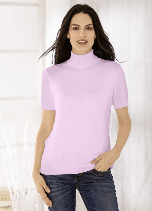 Basics - Pulli in edel glänzender Qualität, in Größe 036 bis 052, in Farbe ROSÉ Ansicht 1