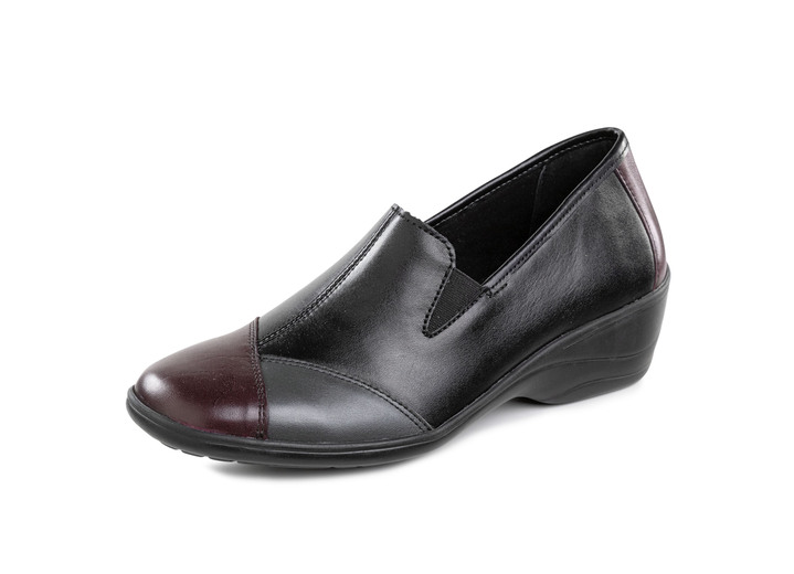 Weite H - ELENA EDEN, bequeme Damen-Slipper, Weite H, mit herausnehmbarem Fußbett, in Größe 036 bis 042, in Farbe SCHWARZ-CHIANTI-GRAU Ansicht 1