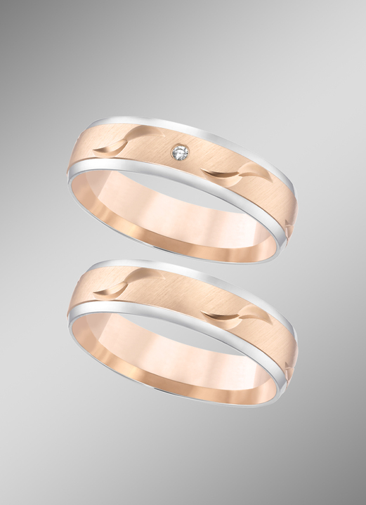 - Schick in Bicolor: Beliebter Trauring in Roségold - Schick in Bicolor: Beliebter Trauring in Roségold, in Größe 160 bis 240, in Farbe