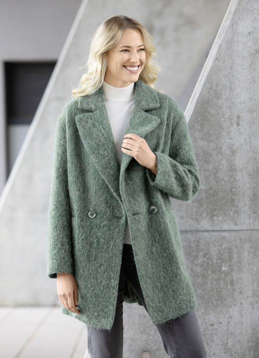 - Longjacke mit aufgesetzten Taschen, in Größe 036 bis 052, in Farbe SALBEI