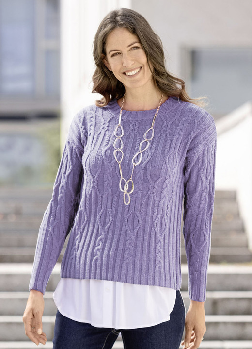 Basics - Pullover in Strukturmix, in Größe 036 bis 052, in Farbe FLIEDER