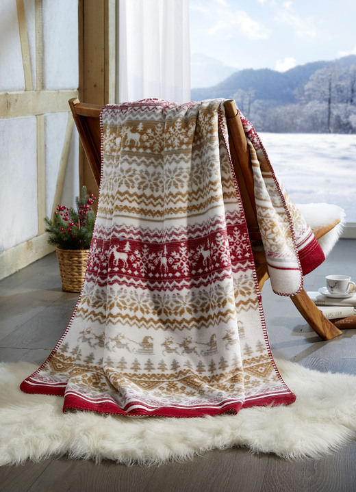Wohndecken - Kuschelige Wohndecke mit winterlichen Motiven, in Farbe ROT Ansicht 1