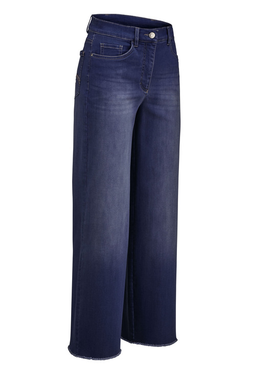Hosen mit Knopf- und Reißverschluss - Jeans mit modischer Beinweite, in Größe 018 bis 052, in Farbe DUNKELBLAU Ansicht 1