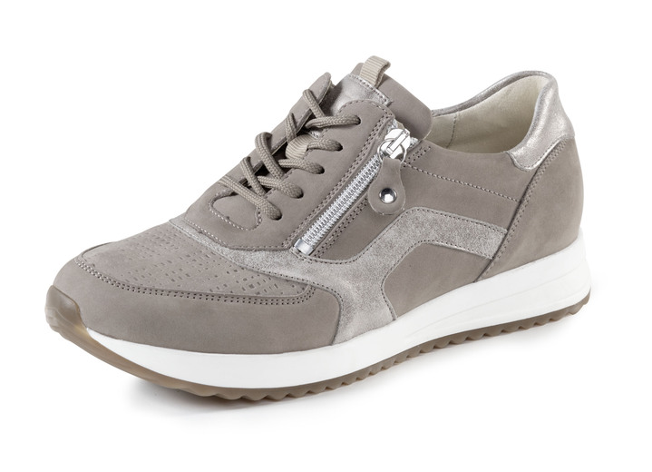 Weite H - Waldläufer Schnürschuh aus teilweise geprägtem Nubukleder, in Größe 3 1/2 bis 8, in Farbe TAUPE-BRONZE Ansicht 1