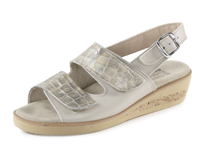 - ELENA EDEN Sandale aus Nappaleder und krokogeprägtem Lackleder, in Größe 036 bis 042, in Farbe BEIGE Ansicht 1