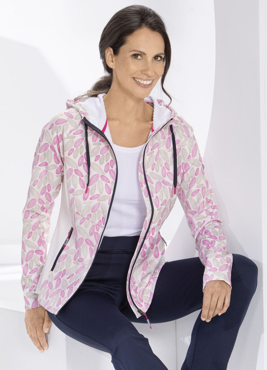 Freizeitanzüge - Fleecejacke von „LPO“ Freizeitanzüge - Fleecejacke von „LPO“, in Größe 038 bis 048, in Farbe NATURWEISS-FUCHSIA-SAND