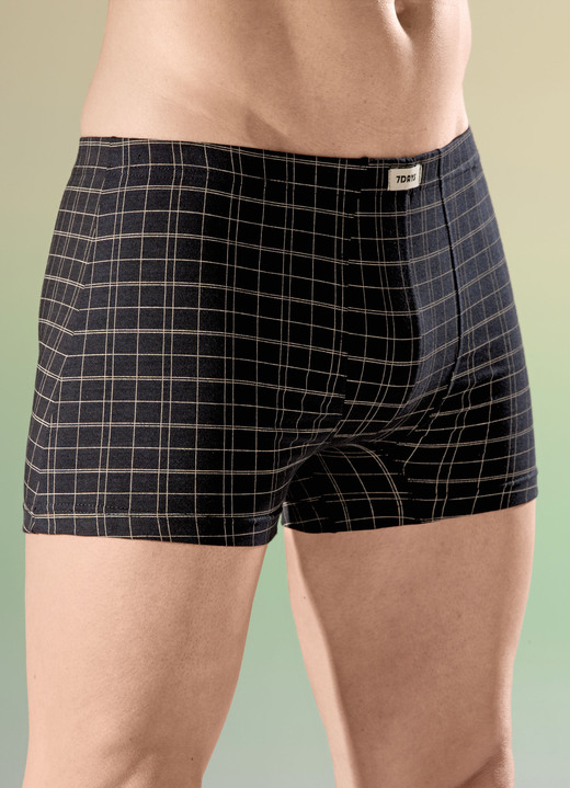 Unterhosen - Viererpack Pants aus Feinjersey mit Dehnbund Unterhosen - Viererpack Pants aus Feinjersey mit Dehnbund, in Größe L bis XXL, in Farbe 1X SCHWARZ KARIERT, 1X UNI SCHWARZ, 1X GRAU KARIERT, 1X UNI GRAU