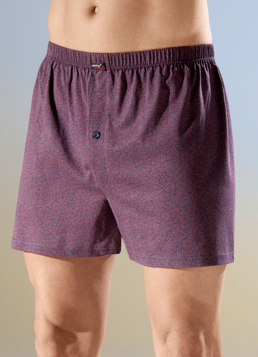 Unterhosen - Viererpack Boxershorts mit knöpfbarem Eingriff Unterhosen - Viererpack Boxershorts mit knöpfbarem Eingriff, in Größe 005 bis 016, in Farbe 2X BORDEAUX-MARINE, 2X UNI MARINE