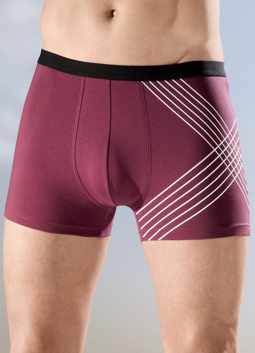 Unterhosen - Dreierpack Pants mit Elastikbund Unterhosen - Dreierpack Pants mit Elastikbund, in Größe 005 bis 011, in Farbe 2X BORDEAUX-WEISS, 1X SCHWARZ-WEISS