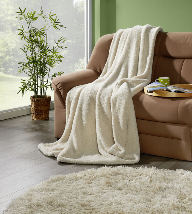 - Wohndecke aus Teddy-Plüsch, in Farbe CREME