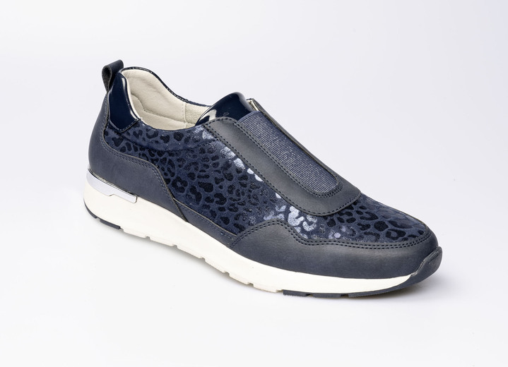 Komfortschuhe - Modischer Stretch-Sneaker im Leo-Look, in Größe 036 bis 042, in Farbe BLAU Ansicht 1