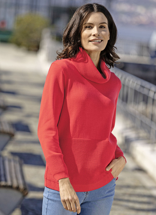 Basics - Pullover mit Strukturdessin, in Größe 038 bis 054, in Farbe KORALLE