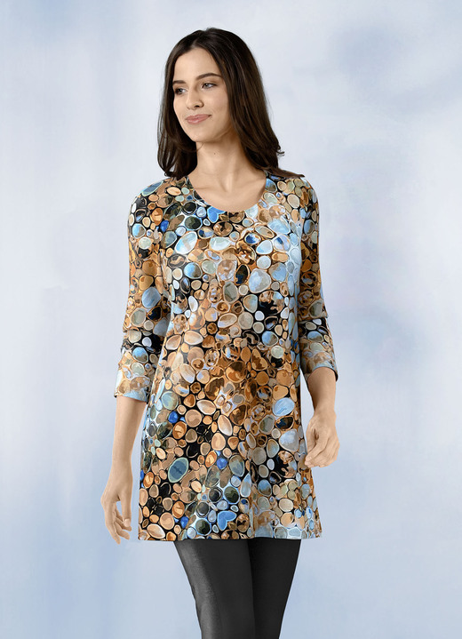 - Longshirt mit Allover-Druck - Longshirt mit Allover-Druck, in Größe 036 bis 048, in Farbe BLAU-BRAUN-SCHWARZ