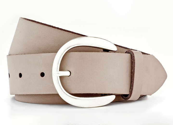 Gürtel - Modischer Damen-Gürtel aus Leder, 3,5 cm breit, in Größe 100 bis 120, in Farbe TAUPE Ansicht 1