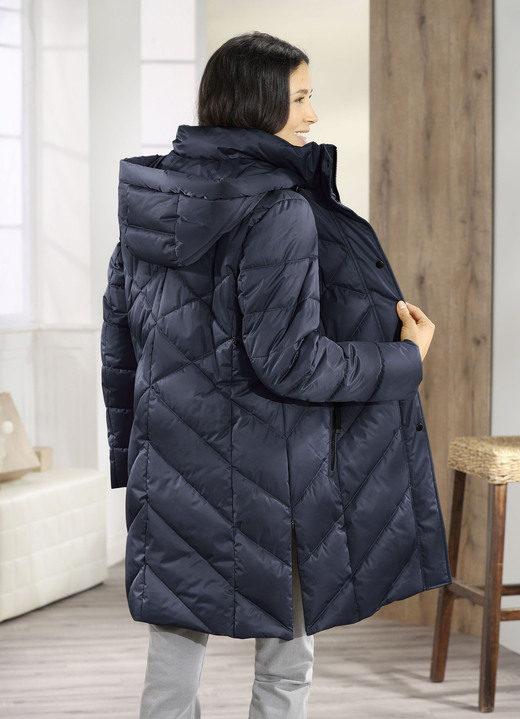 Damenmode - Funktions-Kurzmantel mit abnehmbarer Kapuze Damenmode - Funktions-Kurzmantel mit abnehmbarer Kapuze, in Größe 036 bis 054, in Farbe NAVY