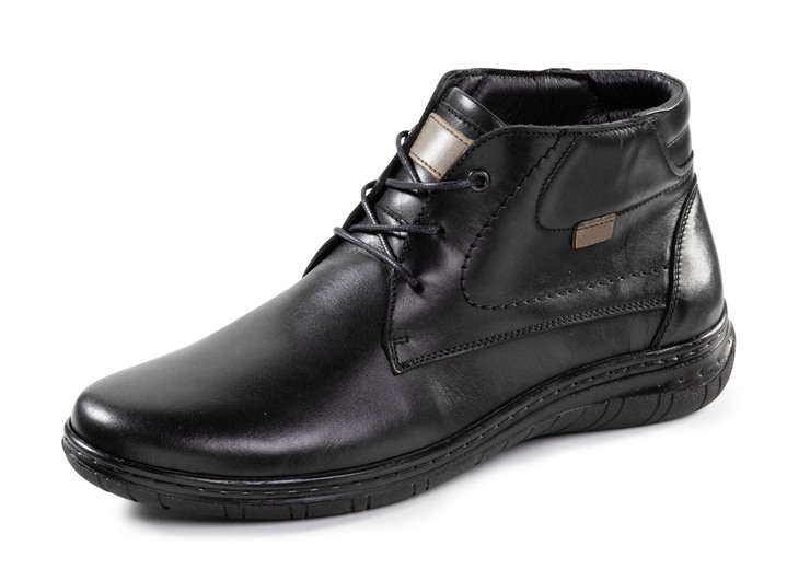 Stiefeletten - Schnür-Boots aus schattiertem Rind-Nappaleder Stiefeletten - Schnür-Boots aus schattiertem Rind-Nappaleder, in Größe 040 bis 046, in Farbe SCHWARZ