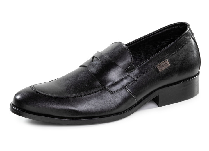 Slipper & Schnürschuhe - GINO GALANTE, elegante Herren-Slipper, mit herausnehmbarem Fußbett Slipper & Schnürschuhe - GINO GALANTE, elegante Herren-Slipper, mit herausnehmbarem Fußbett, in Größe 040 bis 046, in Farbe SCHWARZ