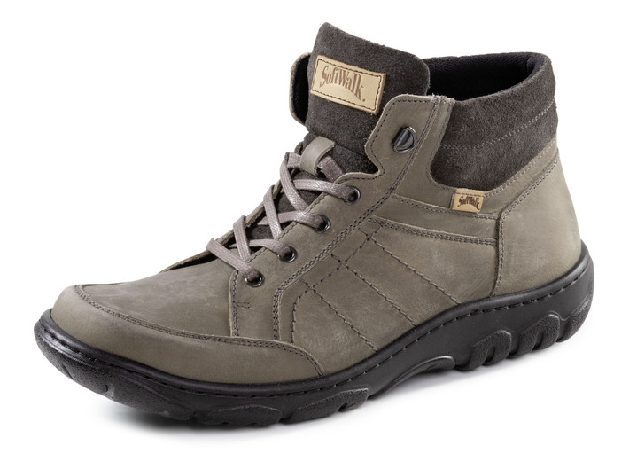 Stiefeletten - Schnür-Boot aus Nubuk- und Veloursleder Stiefeletten - Schnür-Boot aus Nubuk- und Veloursleder, in Größe 040 bis 046, in Farbe KHAKI