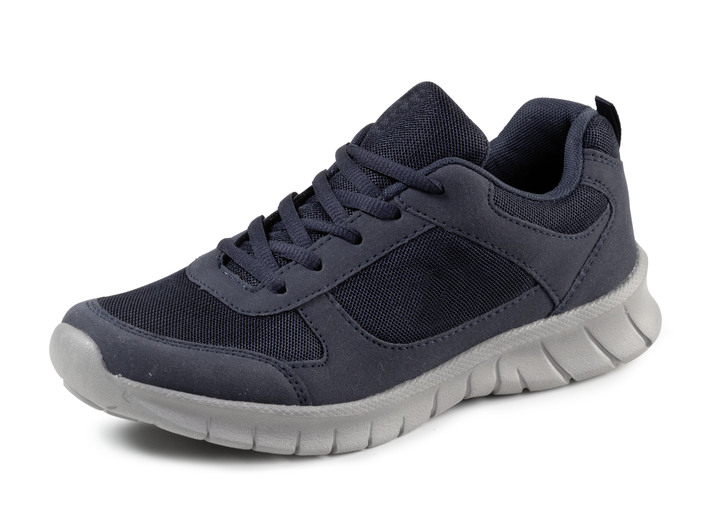 Slipper & Schnürschuhe - Schnür-Sneaker aus Synthetik und weichem Textilmaterial Slipper & Schnürschuhe - Schnür-Sneaker aus Synthetik und weichem Textilmaterial, in Größe 040 bis 046, in Farbe DUNKELBLAU