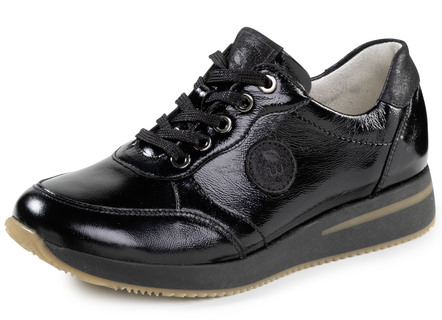 Schnür-Sneaker aus genarbtem Nappaleder