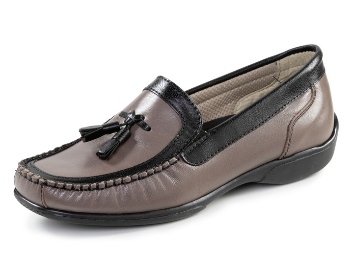 Slipper & Schnürschuhe - ELENA EDEN, klassische Damen-Slipper, mit herausnehmbarem Fußbett, in Größe 036 bis 042, in Farbe TAUPE-SCHWARZ Ansicht 1