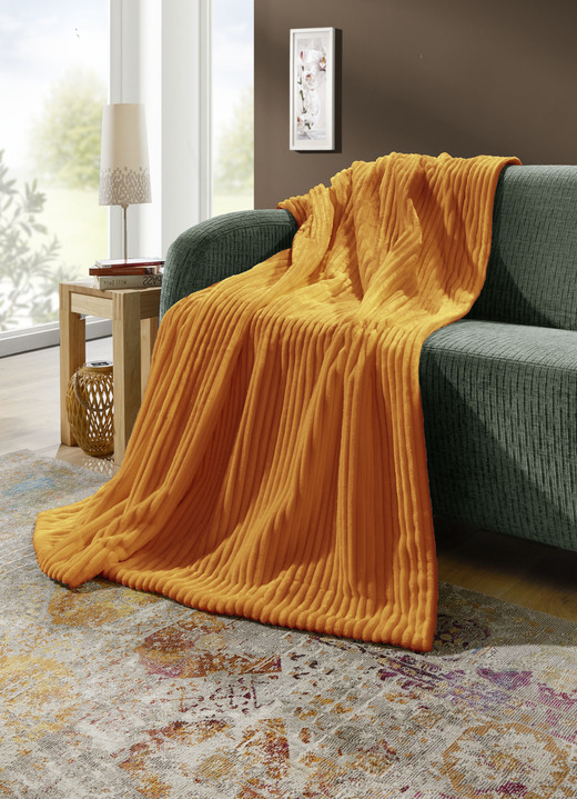 Dekokissen & Hüllen - Wohnaccessoires in feiner Cord-Optik, in Größe 225 (Wohndecke, 150x200 cm) bis 410 (Kissen gefüllt, 50x 50 cm), in Farbe GOLD Ansicht 1