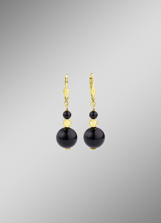 Ohrschmuck - Ohrringe mit echtem schwarzen Achat, in Farbe  Ansicht 1