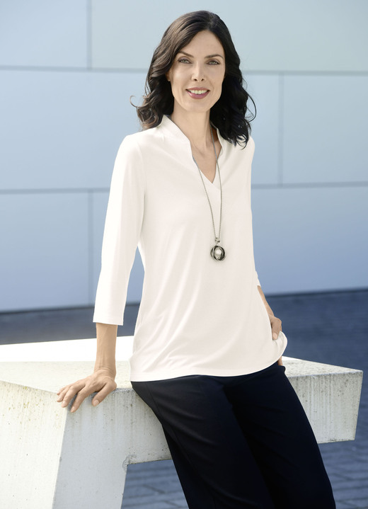 Basics - Shirt-Tunika mit Stehkragen, in Größe L bis XXL, in Farbe ECRU Ansicht 1