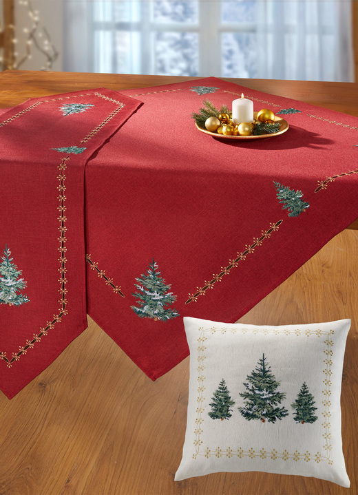 Wohnaccessoires - Tisch- und Raumdekoration mit Glitzergarn, in Größe 135 (2 Platzsets, 30/ 45 cm) bis 404 (Kissenbezug, 40/ 40 cm), in Farbe ROT Ansicht 1
