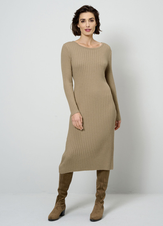 Langarm - Strickkleid, in Größe 020 bis 052, in Farbe CAMEL