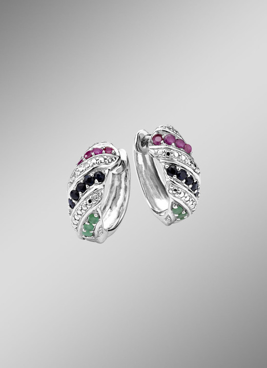 Ohrschmuck - Eleganz in jedem Detail: Creolen mit Edelsteinen, in Farbe  Ansicht 1