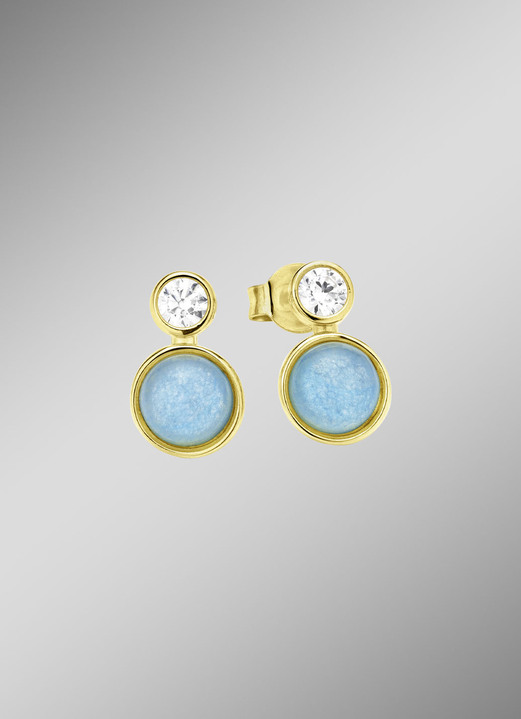 Ohrschmuck - Himmlische Eleganz: Ohrstecker mit echten blauen Chalcedonen, in Farbe  Ansicht 1