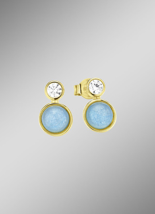 Himmlische Eleganz: Ohrstecker mit echten blauen Chalcedonen