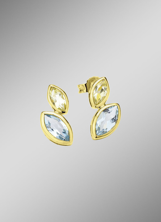Ohrschmuck - Leuchtende Eleganz: Ohrstecker mit Blautopas und Lemonquarz, in Farbe  Ansicht 1
