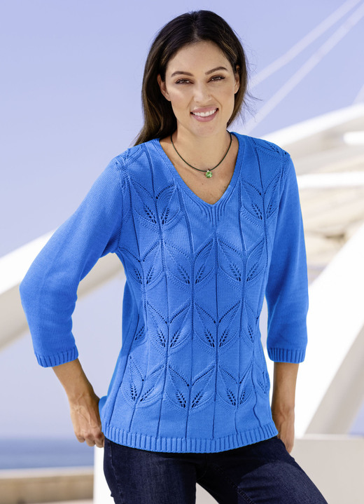 3/4-Arm - Pullover in Mustermix, in Größe 038 bis 054, in Farbe AZURBLAU Ansicht 1