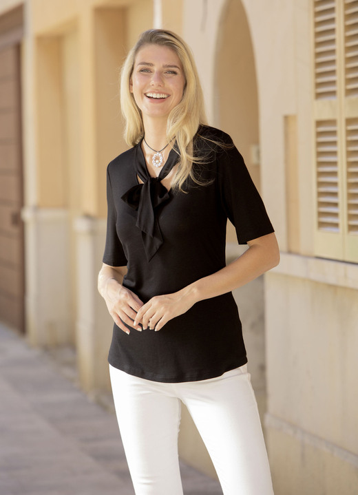 Basics - Kombistarke Shirt-Tunika , in Größe 036 bis 052, in Farbe SCHWARZ