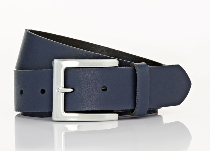 Gürtel - Trendiger Damen-Gürtel aus Leder, 3,5 cm breit, in Größe 100 bis 120, in Farbe MARINE Ansicht 1