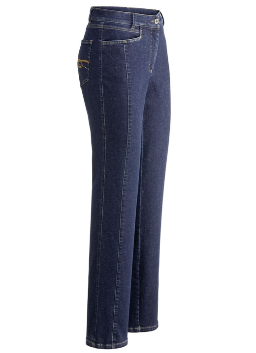 Hosen mit Knopf- und Reißverschluss - Jeans in 4-Pocket-Form, in Größe 018 bis 052, in Farbe DUNKELBLAU Ansicht 1