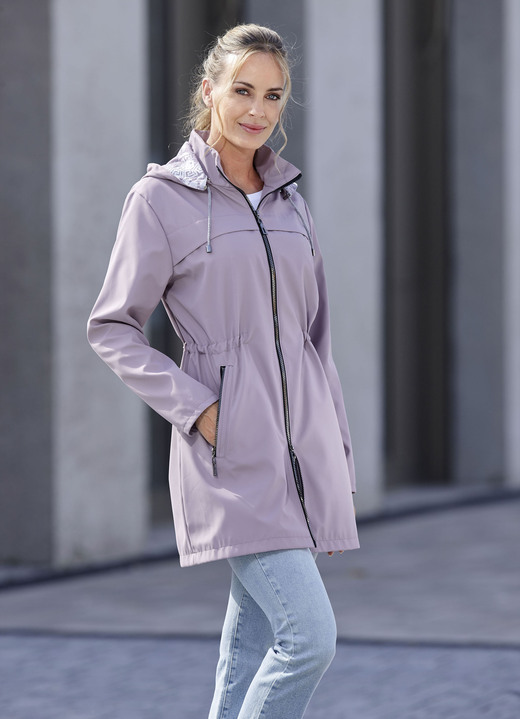 Lang - Longjacke mit abnehmbarer Kapuze, in Größe 036 bis 054, in Farbe ROSENHOLZ Ansicht 1