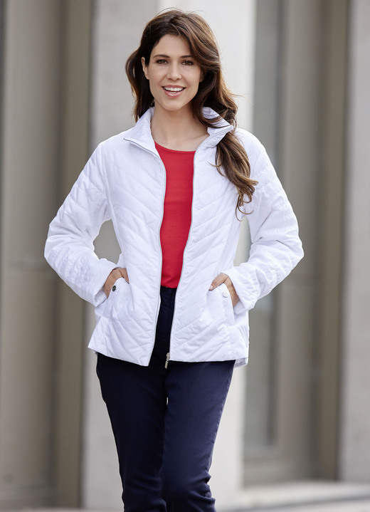 Kurz - Jacke mit Reißverschlussleiste, in Größe 036 bis 052, in Farbe WEISS Ansicht 1