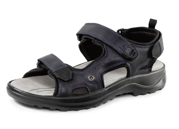 Sandalen & Pantoletten - GINO GALANTE Trekking-Sandale aus Nappaleder und Textilmaterial Sandalen & Pantoletten - GINO GALANTE Trekking-Sandale aus Nappaleder und Textilmaterial, in Größe 040 bis 047, in Farbe DUNKELBLAU-SCHWARZ