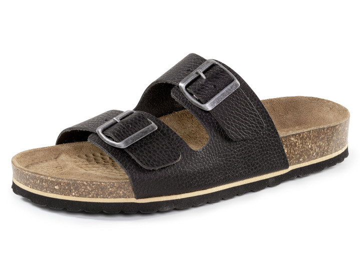 Sandalen & Pantoletten - GINO GALANTE Pantolette aus genarbtem, schattiertem Rind-Nappaleder Sandalen & Pantoletten - GINO GALANTE Pantolette aus genarbtem, schattiertem Rind-Nappaleder, in Größe 040 bis 048, in Farbe SCHWARZ