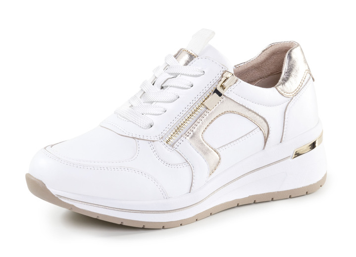 Weite H - ELENA EDEN, sytlische Damen-Sneaker, Weite H, mit herausnehmbarem Fußbett, in Größe 036 bis 042, in Farbe WEISS-GOLD Ansicht 1
