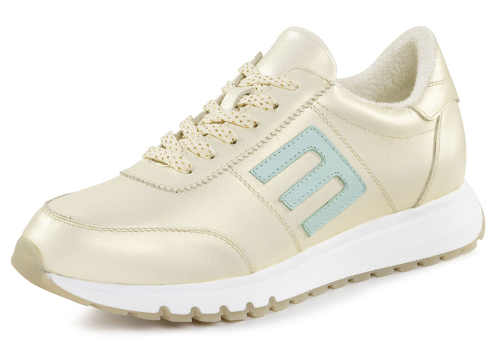 Slipper & Schnürschuhe - ELENA EDEN Sneaker aus schimmerndem Nappaleder, in Größe 036 bis 042, in Farbe CHAMPAGNER Ansicht 1