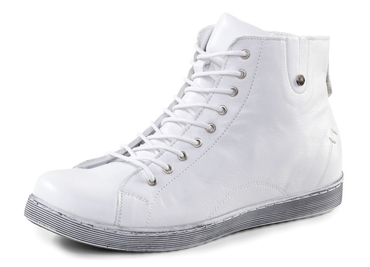 Stiefel & Stiefeletten - Andrea Conti Schnür-Bootie aus fein genarbtem Nappaleder, in Größe 036 bis 042, in Farbe WEISS Ansicht 1