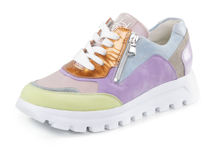 Weite H - Waldläufer Schnür-Sneaker aus edlem Leder-Materialmix, in Größe 3 1/2 bis 8, in Farbe MULTICOLOR Ansicht 1