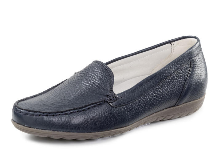 Weite H - Waldläufer, bequeme Damen-Slipper, Weite H, mit herausnehmbarem Fußbett, in Größe 3 1/2 bis 8, in Farbe MARINE Ansicht 1