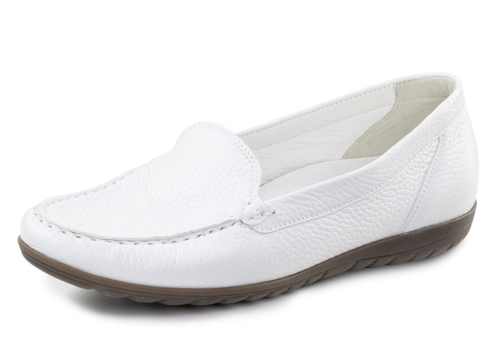 Weite H - Waldläufer Slipper aus edlem Hirschleder, in Größe 3 1/2 bis 8, in Farbe WEISS Ansicht 1